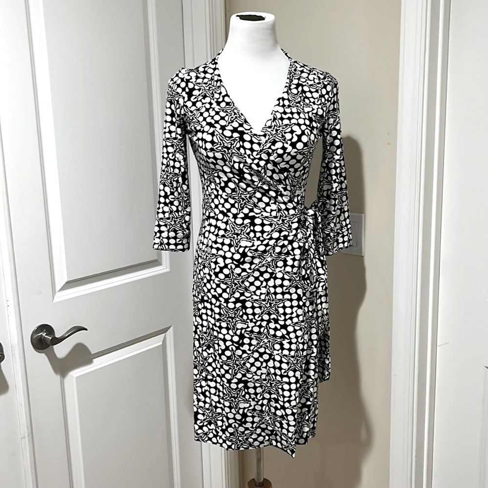Diane Von Furstenberg New Julian Two Stars and Polka Dots Wrap Dress